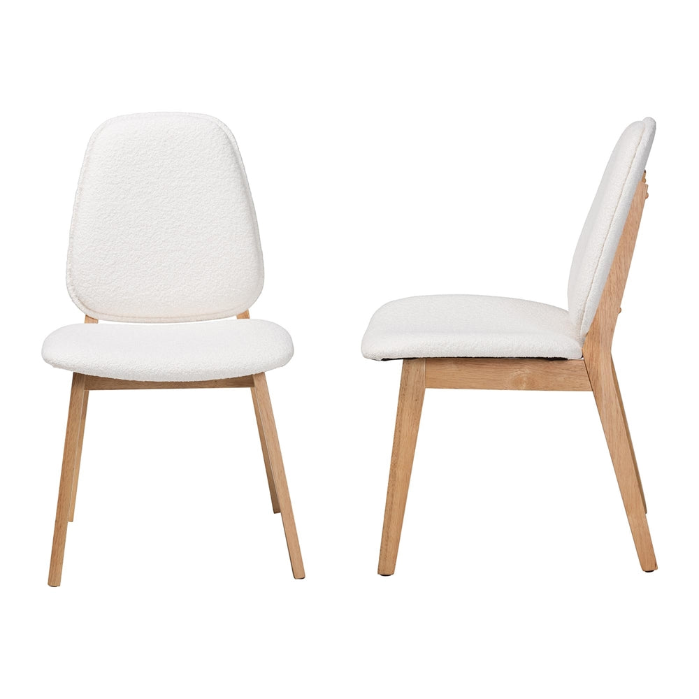 Hudson Boucle Upholstered Dining Chair Set of 2 by Wicker Fair