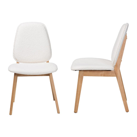 Hudson Boucle Upholstered Dining Chair Set of 2 by Wicker Fair