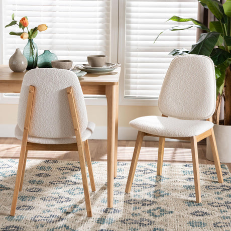 Hudson Boucle Upholstered Dining Chair Set of 2 by Wicker Fair