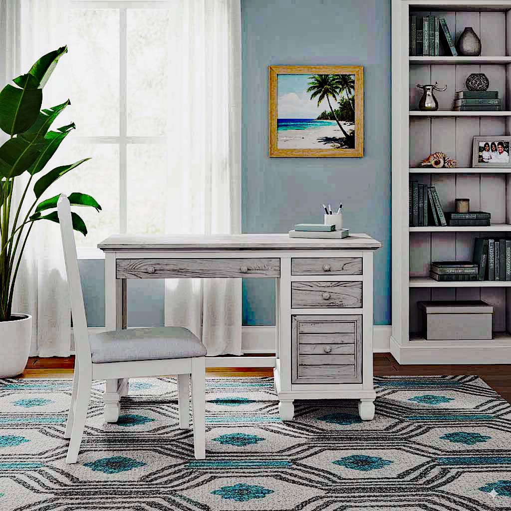 Islamorada Coastal Style Desk and Chair Set Model B23374-DAPGREY By Seawinds Trading