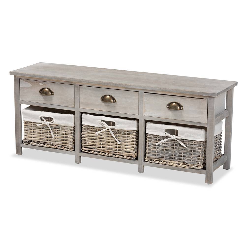 Ivory Coast Wicker Fair Entryway and Storage Bench