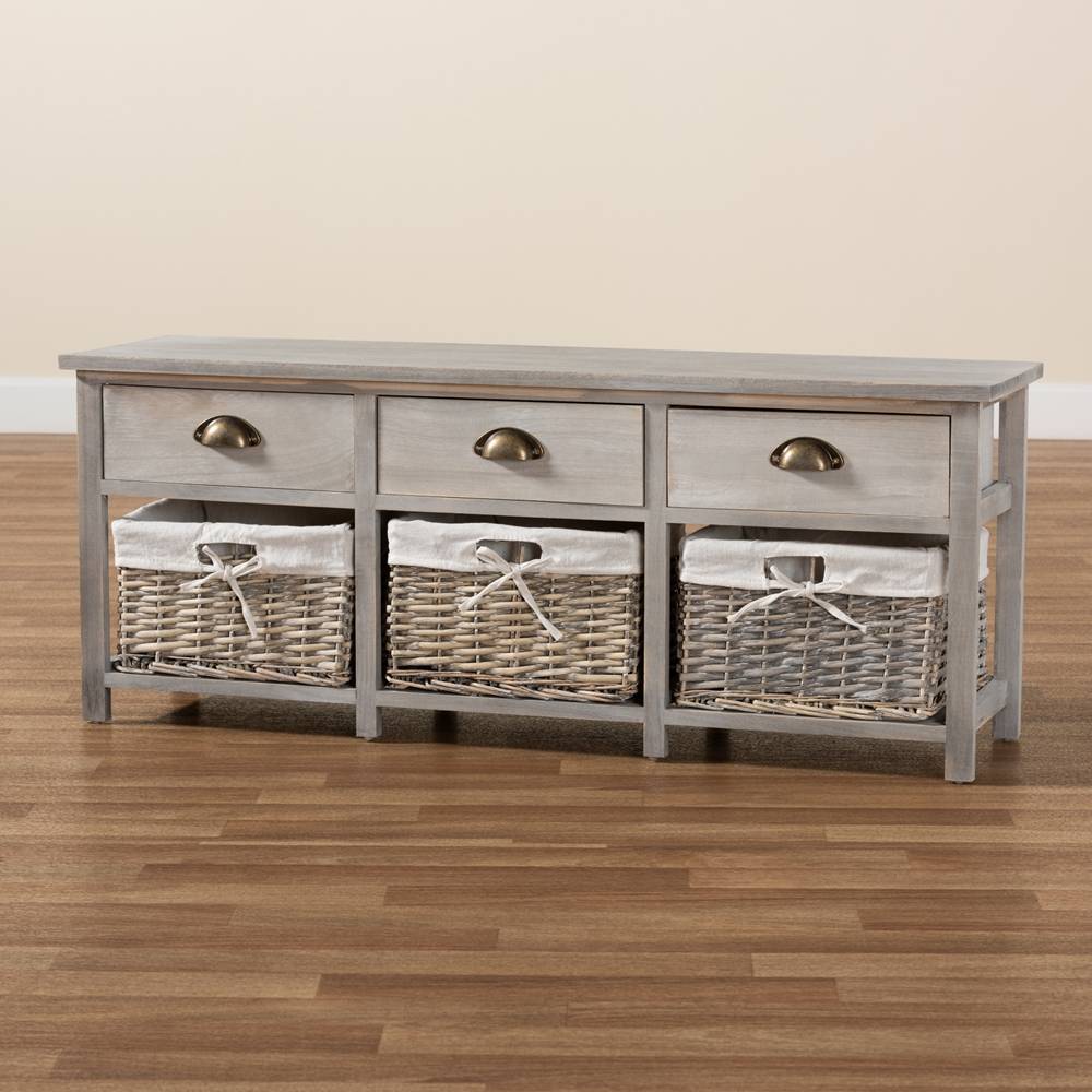 Ivory Coast Wicker Fair Entryway and Storage Bench