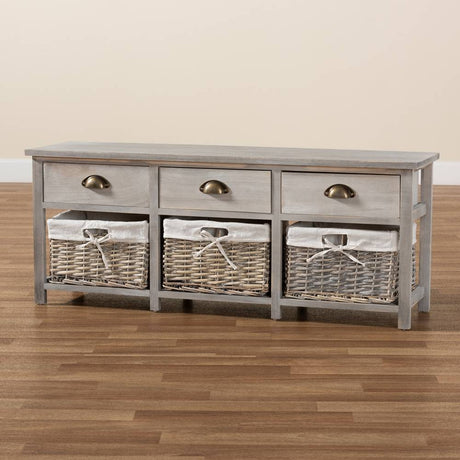 Ivory Coast Wicker Fair Entryway and Storage Bench