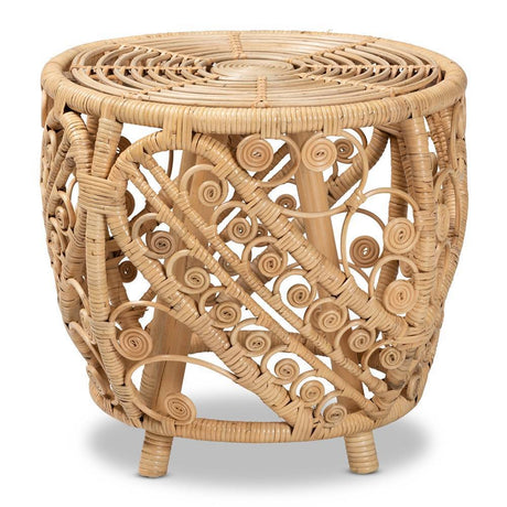 Intricate Wicker Fair Rattan Living Room End Table