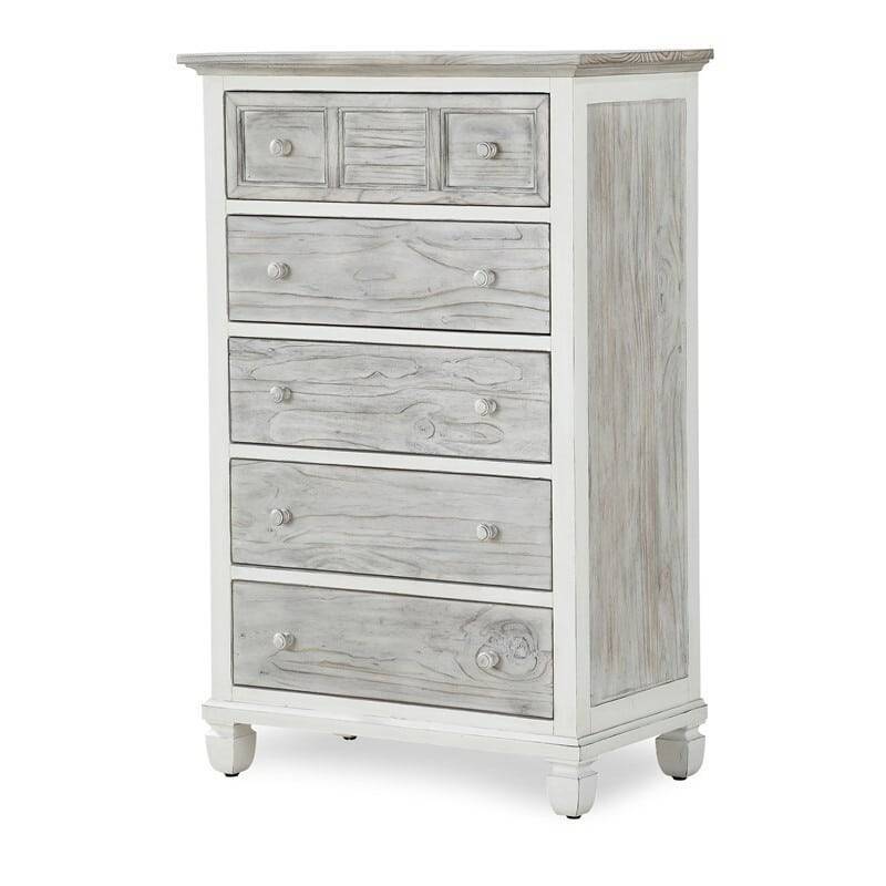 Islamorada Coastal Style 3 Pc Bedroom Set with Dresser-Mirror and Upright Chest Model B23336-5set By Seawinds Trading