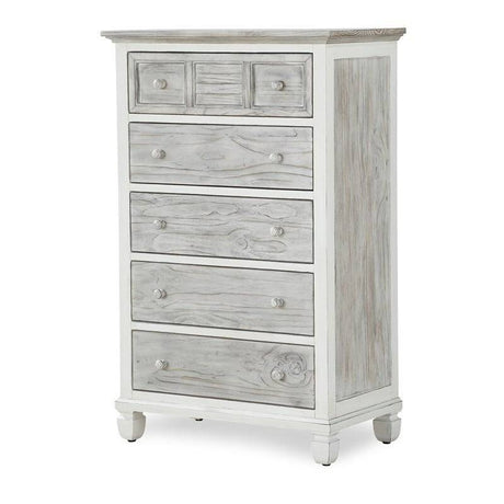 Islamorada Coastal Style 3 Pc Bedroom Set with Dresser-Mirror and Upright Chest Model B23336-5set By Seawinds Trading