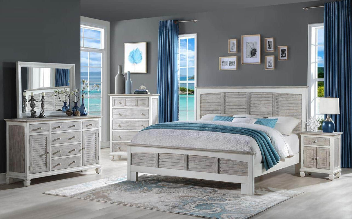 Islamorada Coastal Style King Complete Bed Model B233KBED-DAPGREY By Seawinds Trading