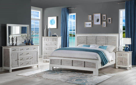 Islamorada Coastal Style Queen Complete Bed Model B233QBED-DAPGREY By Seawinds Trading