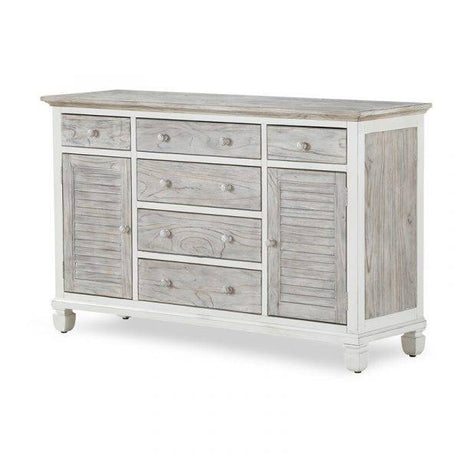 Islamorada Coastal Style 3 Pc Bedroom Set with Dresser-Mirror and Upright Chest Model B23336-5set By Seawinds Trading