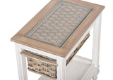 Island Breeze Coastal 1-Basket Chairside Table in White Stain Model B59109-WD/WH By Seawinds Trading