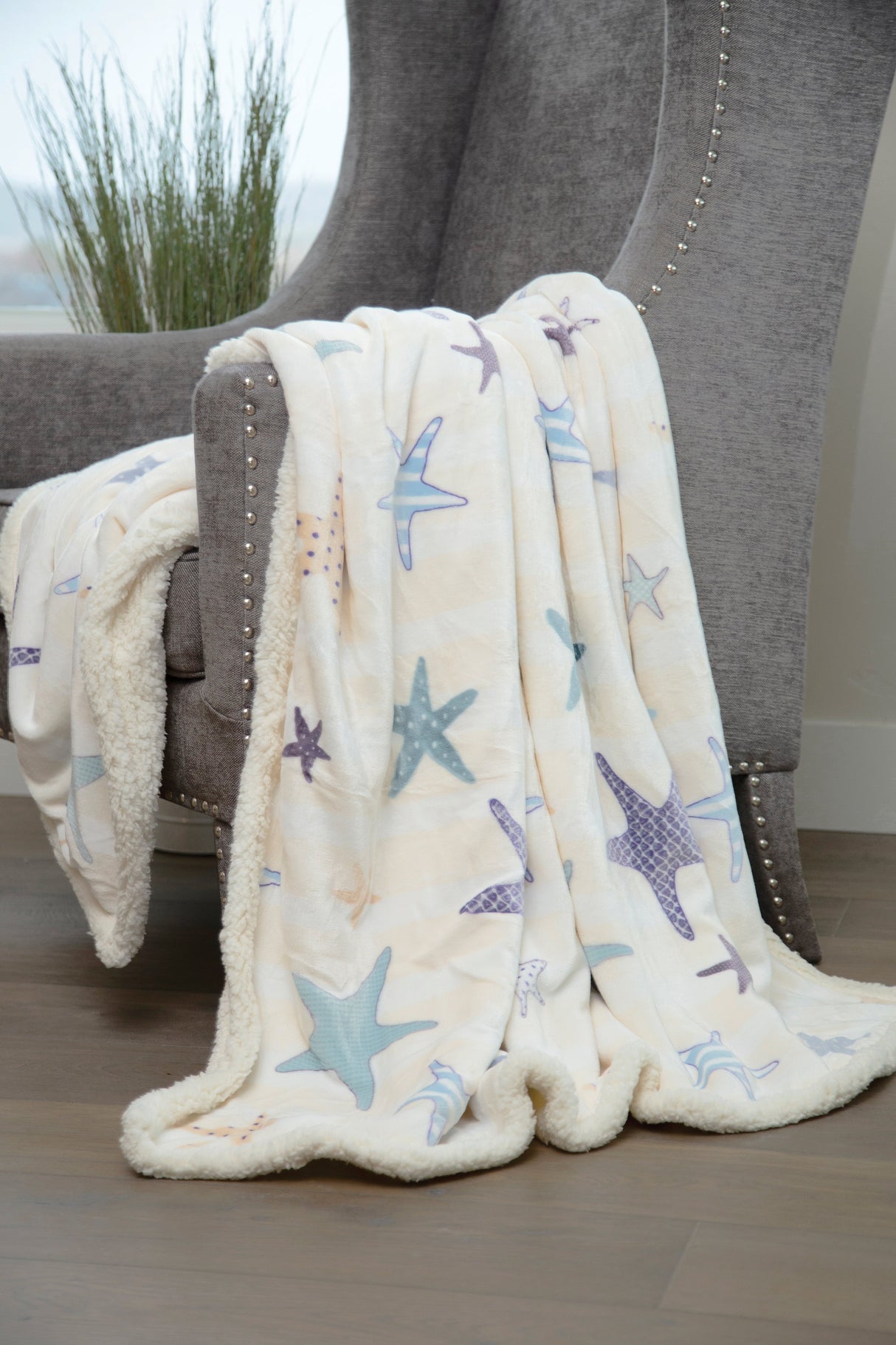 Starfish Colony Sherpa Throw Blanket