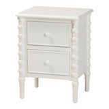 Malinda Classic White Wood 2-Drawer End Table by Wicker Fair