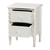 Malinda Classic White Wood 2-Drawer End Table by Wicker Fair