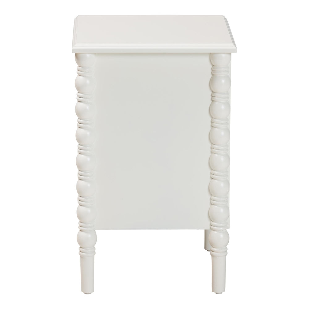 Malinda Classic White Wood 2-Drawer End Table by Wicker Fair