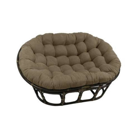 Bali Rattan Mamasan Double Papasan Chair with Microsuede Plush Cushions