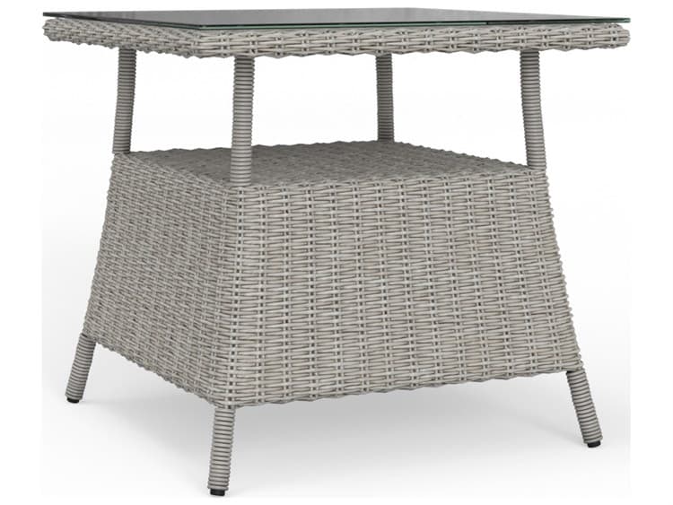 Juniper Bay Outdoor Wicker Light Driftwood Square Patio End Table Model 71343 by South Sea Rattan