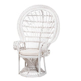 Kallima Wicker Fair White Natural Rattan Peacock Accent Chair