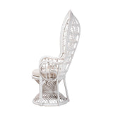 Kallima Wicker Fair White Natural Rattan Peacock Accent Chair