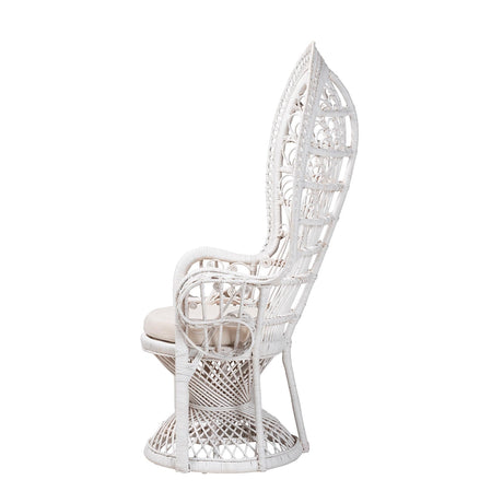 Kallima Wicker Fair White Natural Rattan Peacock Accent Chair