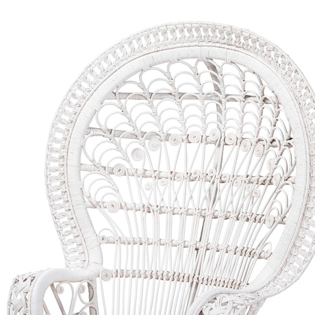 Kallima Wicker Fair White Natural Rattan Peacock Accent Chair