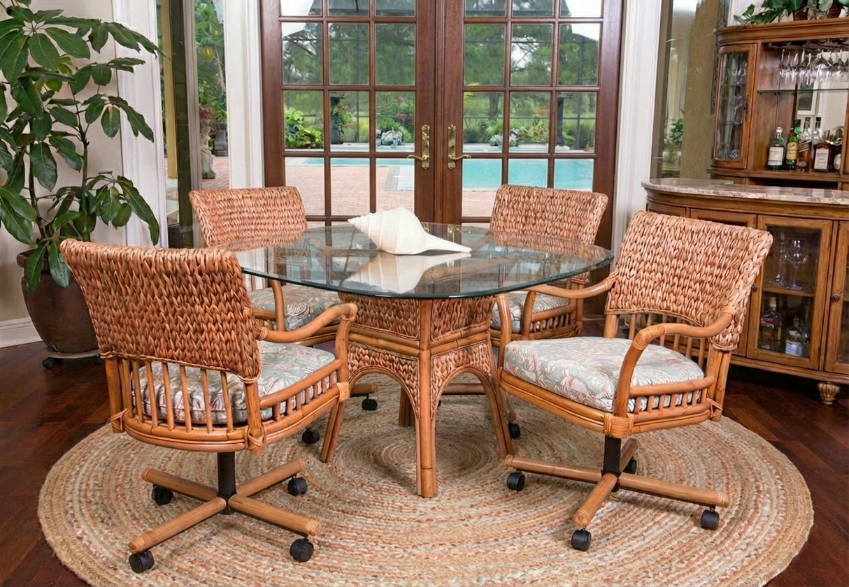 Key Largo 6 Pc Rattan Caster Dining Set