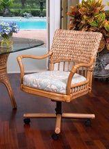 Key Largo Rattan and Wicker Caster Dining Chair Model KL011 from Alexander and Sheriden