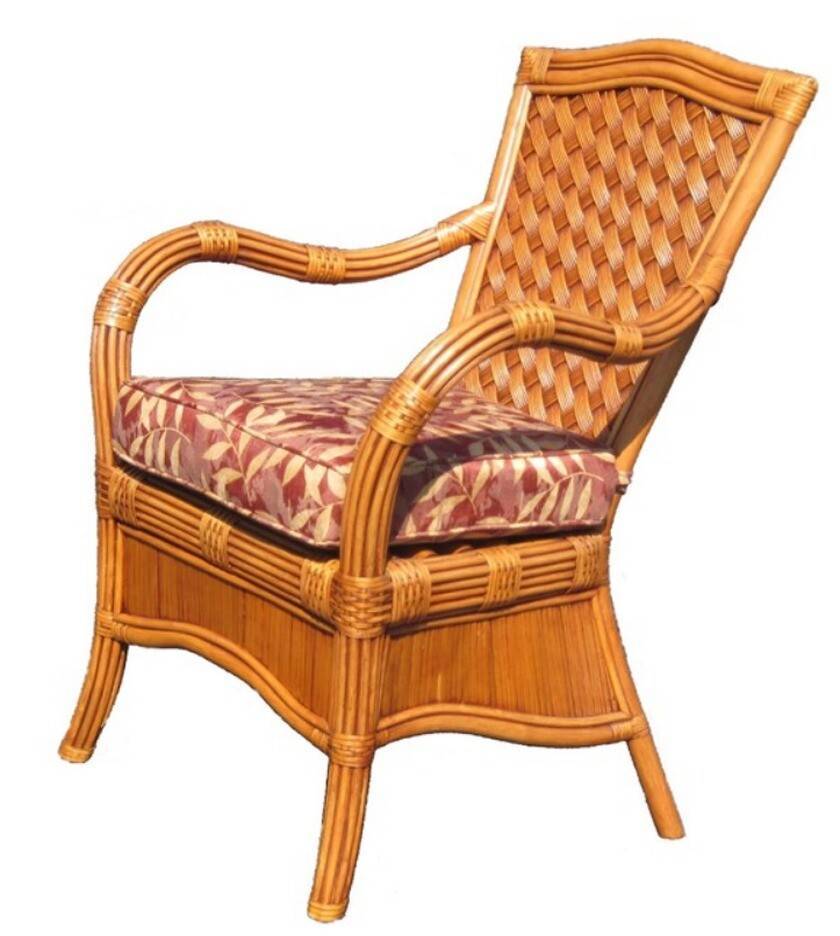 Kingston Reef Rattan Dining Arm Chair Model KRDC from Spice Island Wicker - Choice of Cushions Made in the USA