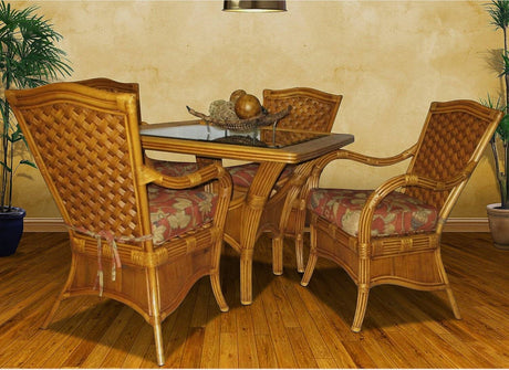 Kingston Reef Rattan Dining Table with Inlaid Glass Model KRDT from Spice Island Wicker