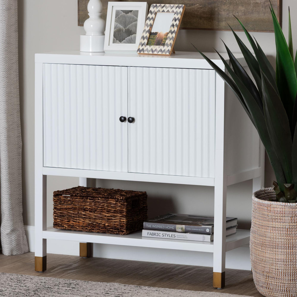 Basilan Fluted Sideboard - 2-Door Accent Storage Cabinet by Wicker Fair