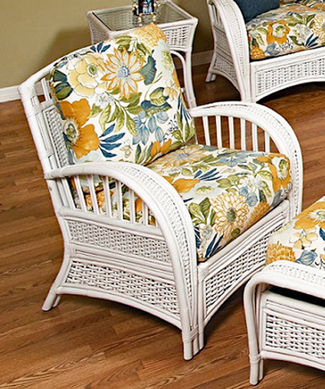 Kona Rattan and Wicker 4 Pc Living Room Set in Whitewash Finish by Stanley Chair 518-SET-4PC-2-WT