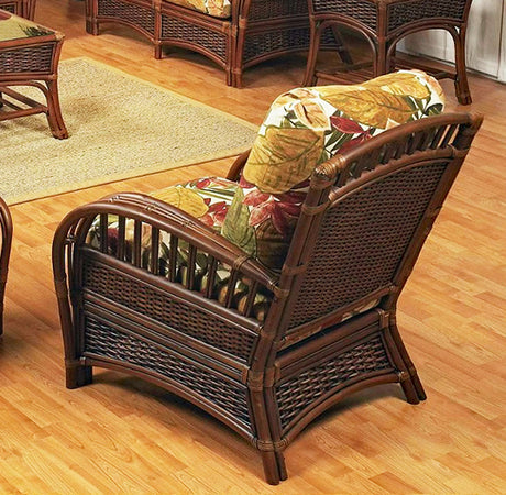 Kona Rattan and Wicker 4 Pc Living Room Set in Fruitwood Finish by Stanley Chair 518-SET-4PC-2