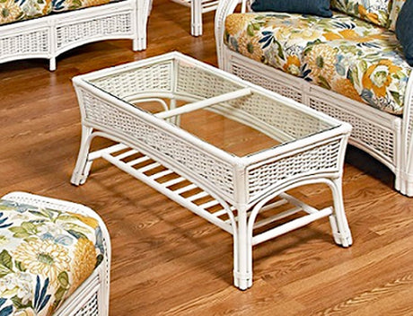 Kona Rattan and Wicker 4 Pc Living Room Set in Whitewash Finish by Stanley Chair 518-SET-4PC-2-WT