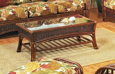 Kona Rattan and Wicker 4 Pc Living Room Set in Fruitwood Finish by Stanley Chair 518-SET-4PC-2