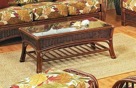 Kona Rattan and Wicker 4 Pc Living Room Set in Fruitwood Finish by Stanley Chair