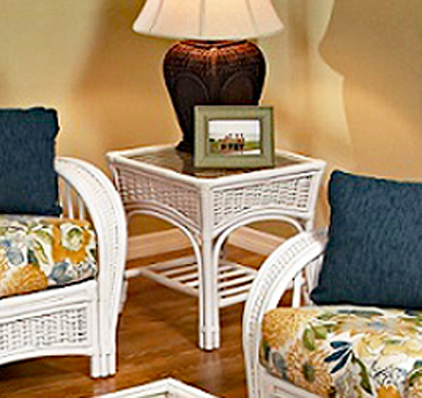 Kona Rattan and Wicker 4 Pc Living Room Set in Whitewash Finish by Stanley Chair 518-SET-4PC-2-WT