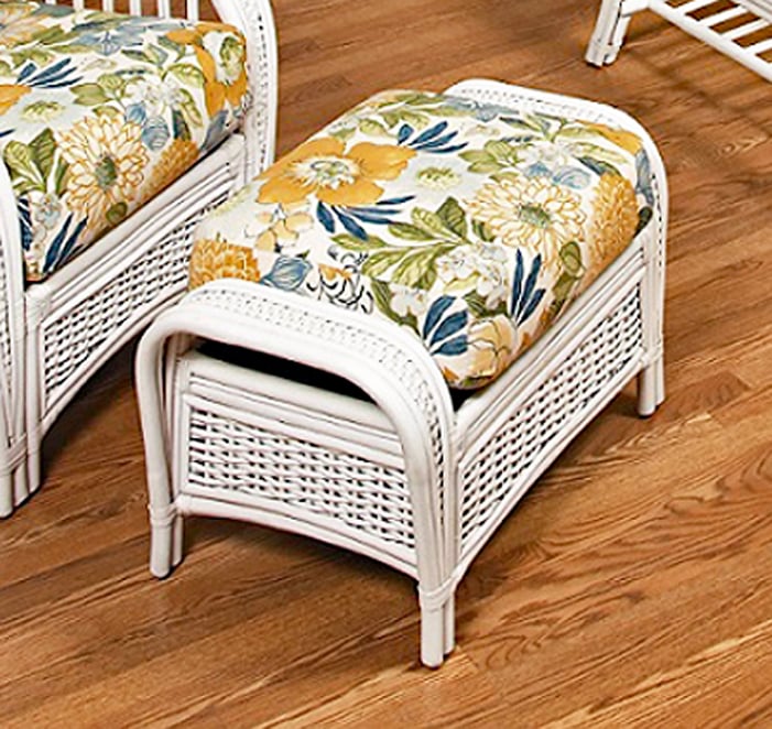 Kona Rattan and Wicker 4 Pc Living Room Set in Whitewash Finish by Stanley Chair 518-SET-4PC-2-WT
