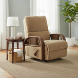 Kona Rattan and Wicker Recliner with Fruitwood Finish and Fabric by Stanley Chair Model 124
