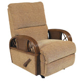 Kona Rattan and Wicker Recliner with Fruitwood Finish and Fabric by Stanley Chair Model 124