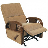 Kona Rattan and Wicker Recliner with Fruitwood Finish and Fabric by Stanley Chair Model 124