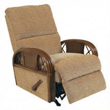 Kona Rattan and Wicker Recliner with Fruitwood Finish and Fabric by Stanley Chair Model 124