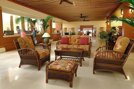 Kona Rattan and Wicker 4 Pc Living Room Set in Fruitwood Finish by Stanley Chair 518-SET-4PC-2