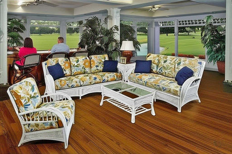 Kona Rattan and Wicker Coffee Table in Whitewash Finish by Stanley Chair