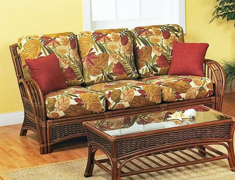 Kona Rattan and Wicker 4 Pc Living Room Set in Fruitwood Finish by Stanley Chair 518-SET-4PC-2