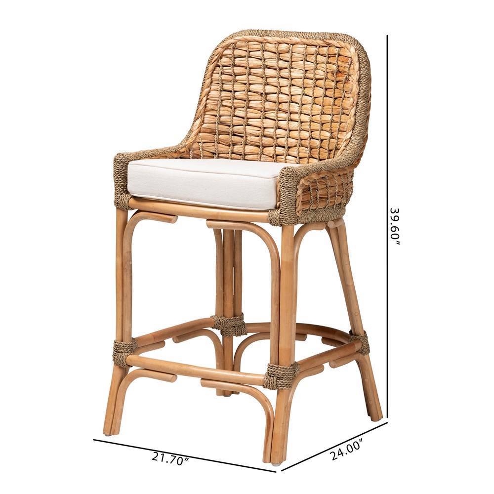Christi Wicker Fair Wood and Natural Rattan Counterstool
