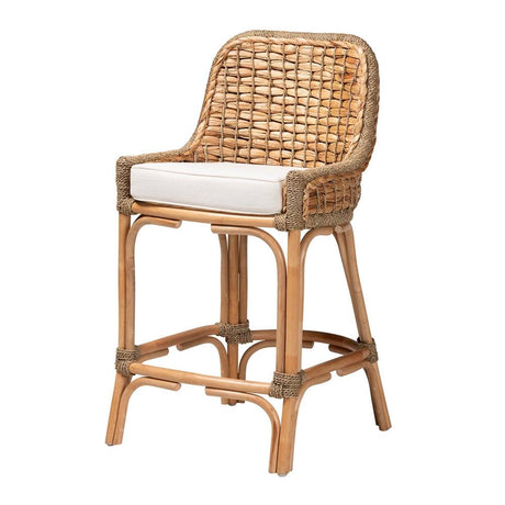 Christi Wicker Fair Wood and Natural Rattan Counterstool