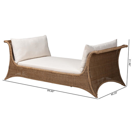 Magway Natural Rattan Daybed with Cushions by Wicker Fair
