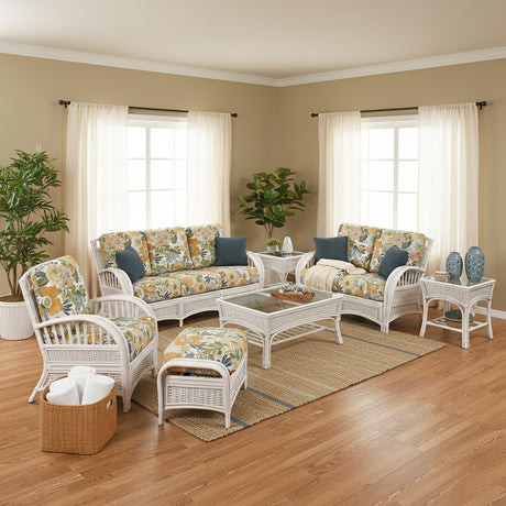 Kona Rattan and Wicker Sofa in Whitewash Finish by Stanley Chair