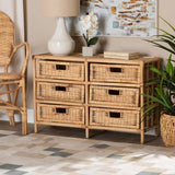 Lattice Wicker Fair Rattan 6 Drw Dresser or Storage Cabinet