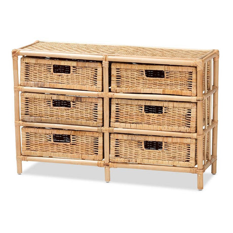 Lattice Wicker Fair Rattan 6 Drw Dresser or Storage Cabinet