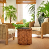 Virelle Rattan Lamp Table w/ Glass by Capris Furniture Model LK340